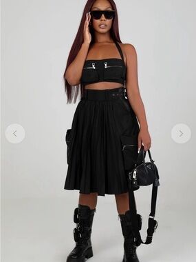 Ellae Lisqué Black Two Piece Skirt Set
